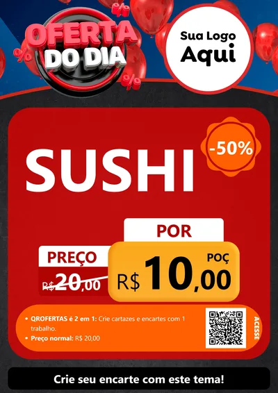 Modelo de Cartaz para Cartaz A4 Vertical com o tema Oferta do Dia para Comida japonesa
