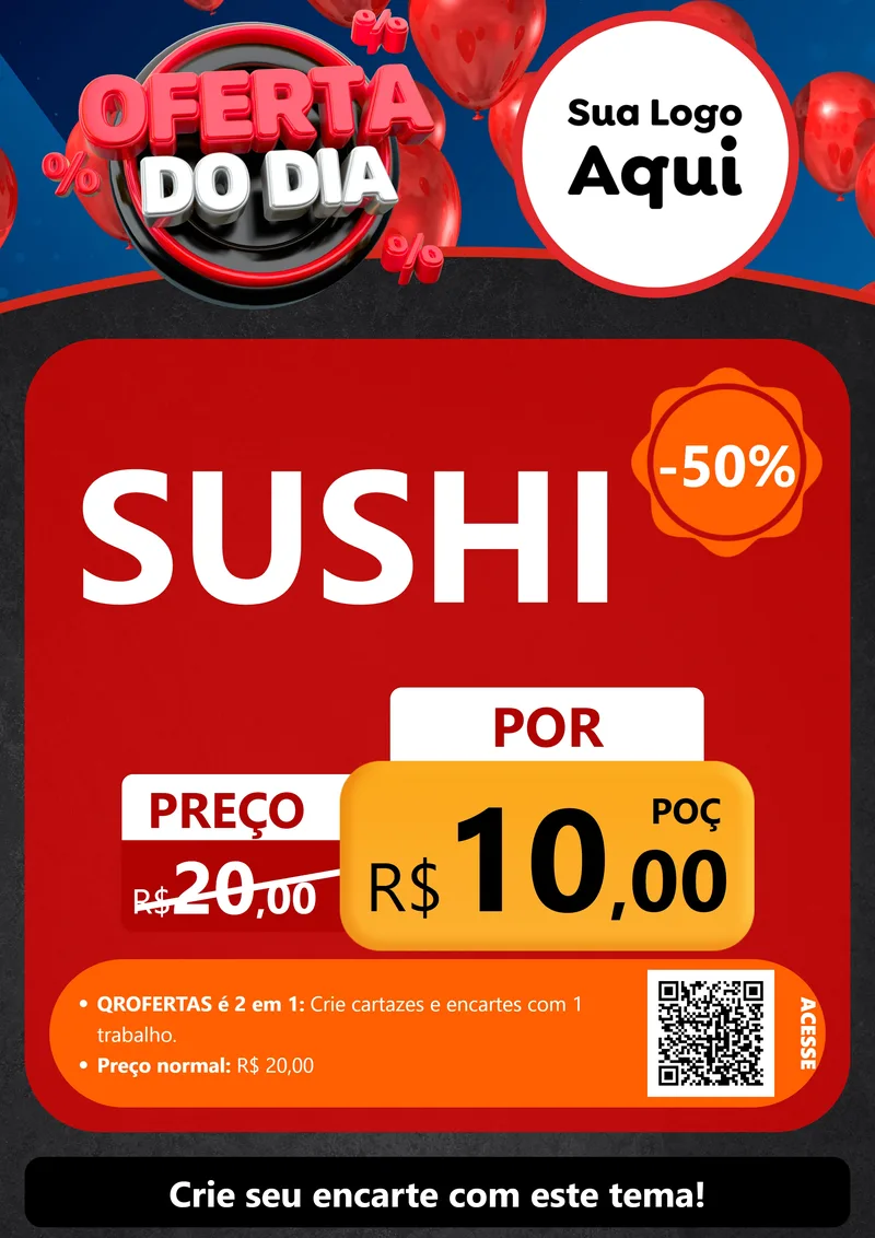 Modelo de Cartaz para Cartaz A4 Vertical com o tema Oferta do Dia para Comida japonesa