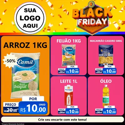 Modelo de Rede Social para Feed Facebook com o tema Black Friday para Supermercado