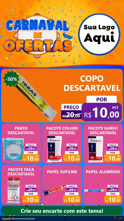 Modelo de Rede Social para Stories com o tema Carnaval de Ofertas para Embalagens