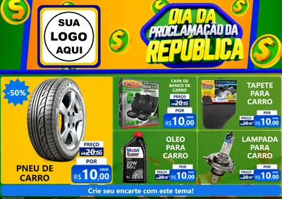 Modelo de Encarte para Encarte A4 Horizontal com o tema Dia Da Proclamação da República para Auto peças