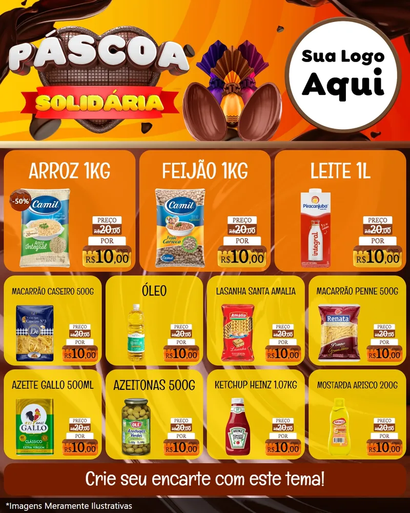 Modelo de Rede Social para Feed Instagram com o tema Páscoa Solidária para Supermercado