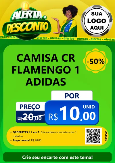 Modelo de Cartaz para Cartaz A4 Vertical com o tema Alerta de Desconto para Roupas e acessórios