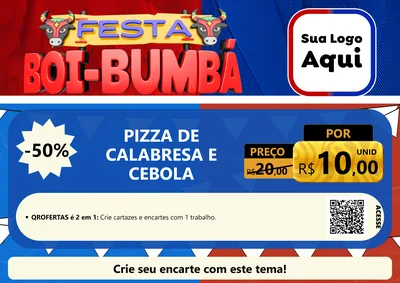 Modelo de Cartaz para Cartaz A4 Horizontal com o tema Festa Boi Bumbá para Pizzaria