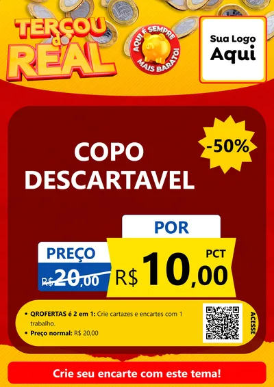 Modelo de Cartaz para Cartaz A4 Vertical com o tema Terçou do Real para Embalagens