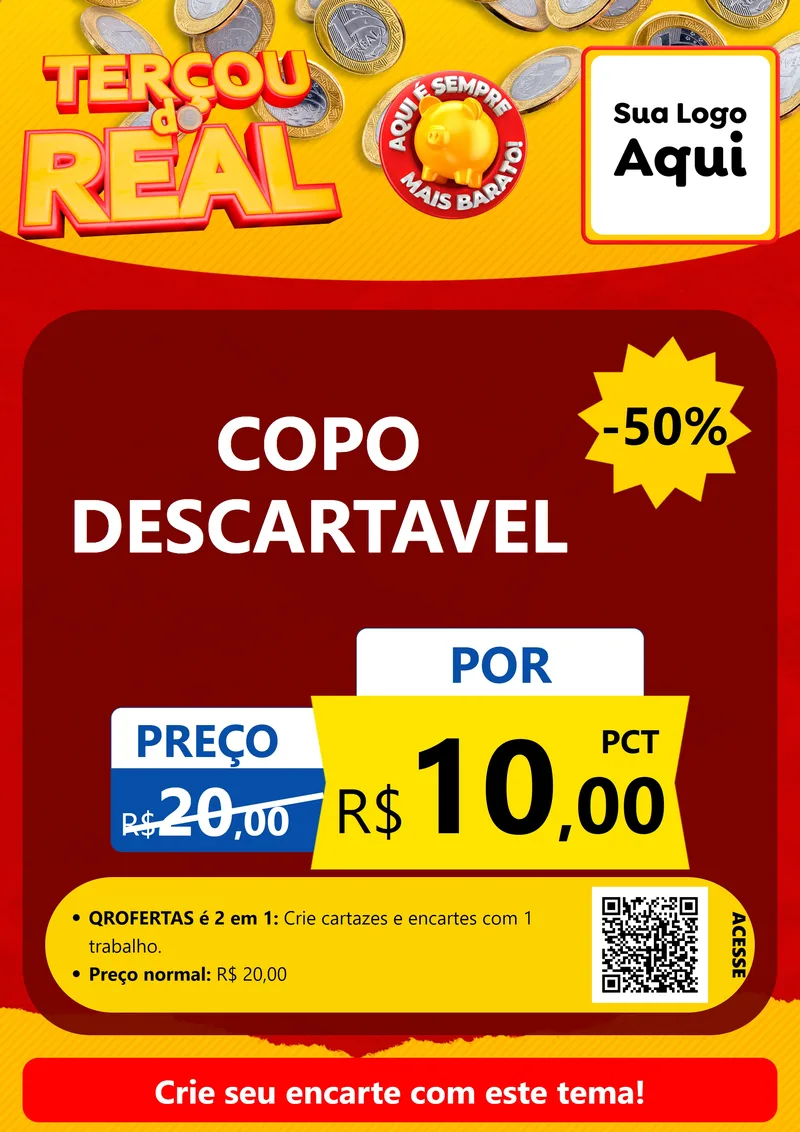 Modelo de Cartaz para Cartaz A4 Vertical com o tema Terçou do Real para Embalagens