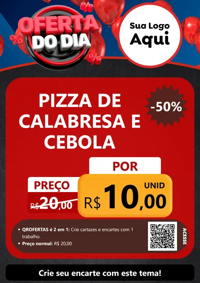 Modelo de Cartaz para Cartaz A4 Vertical com o tema Oferta do Dia para Pizzaria