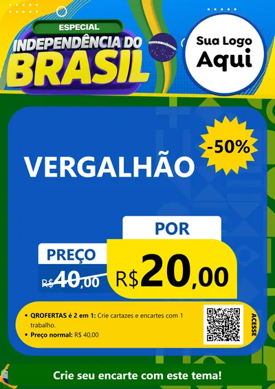 Modelo de Cartaz para Cartaz A4 Vertical com o tema Especial Independência do Brasil para Ferragens
