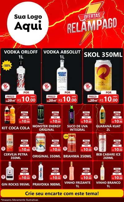 Modelo de Encarte para Encarte Grande com o tema Ofertas Relâmpago para Distribuidora de bebidas