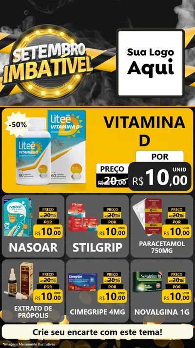 Modelo de Rede Social para Stories com o tema Setembro Imbatível para Farmácia