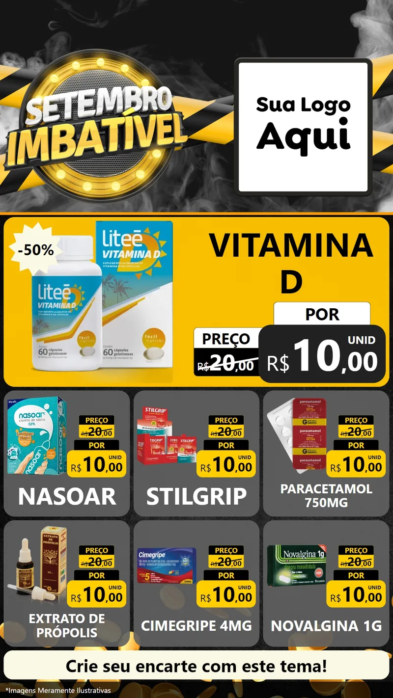 Modelo de Rede Social para Stories com o tema Setembro Imbatível para Farmácia
