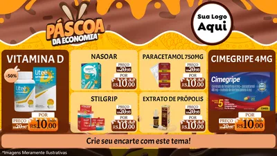 Modelo de TV para TV Horizontal com o tema Páscoa da Economia para Farmácia