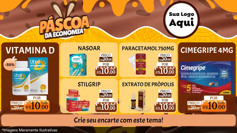 Modelo de TV para TV Horizontal com o tema Páscoa da Economia para Farmácia