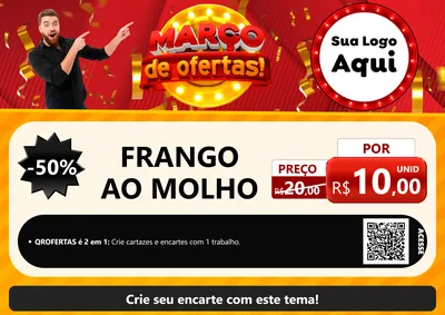 Modelo de Cartaz para Cartaz A4 Horizontal com o tema Março de Ofertas! para Restaurante