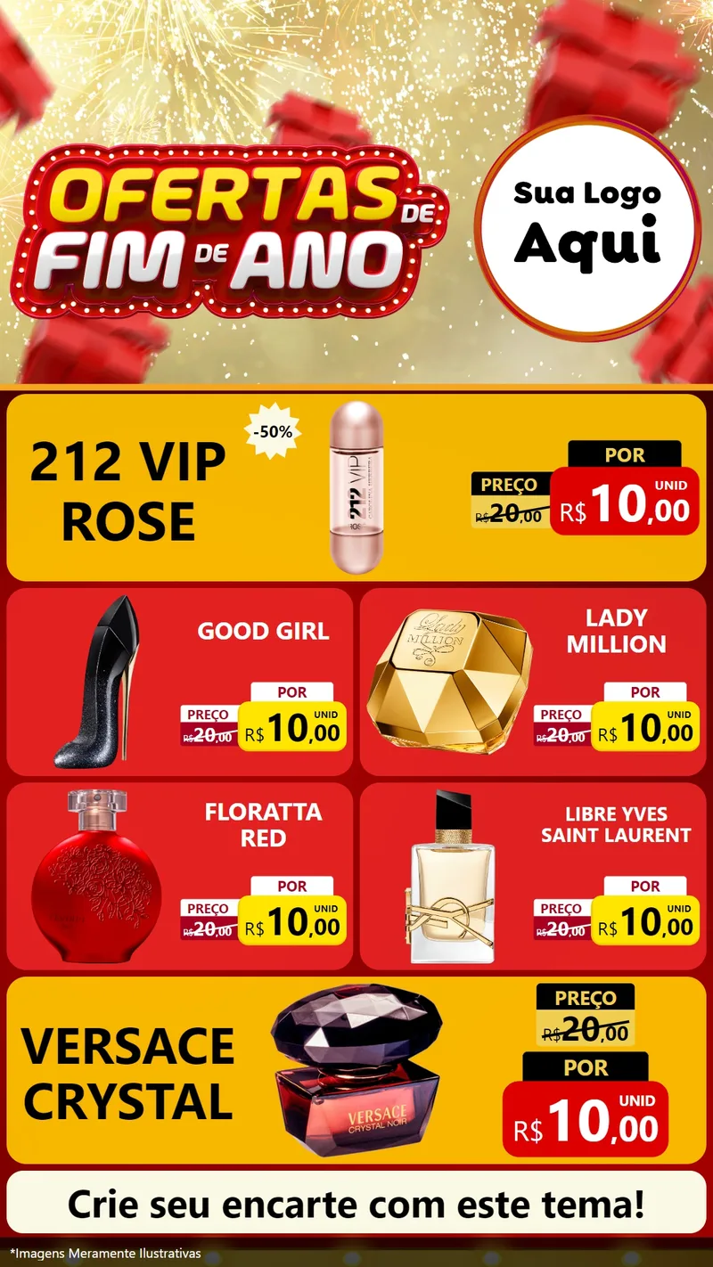 Modelo de TV para TV Vertical com o tema Ofertas de Fim de Ano para Perfumes