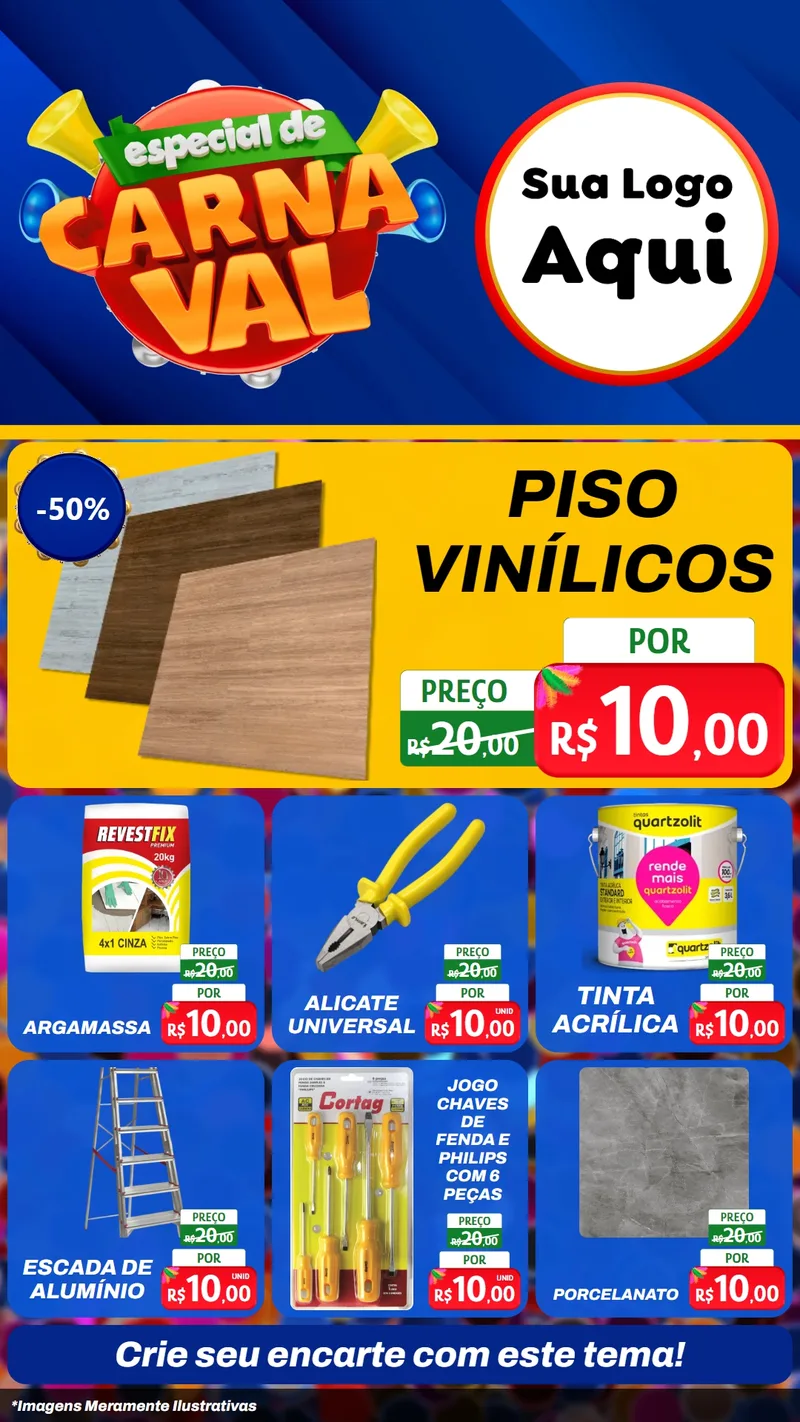 Modelo de Rede Social para Stories com o tema Especial de Carnaval para Material para Construção
