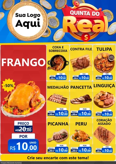 Modelo de Encarte para Encarte A4 Vertical com o tema Quinta do Real para Assados