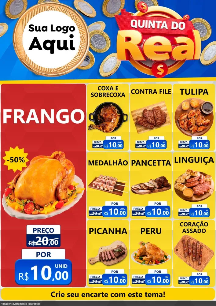 Modelo de Encarte para Encarte A4 Vertical com o tema Quinta do Real para Assados