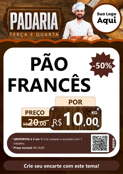 Modelo de Cartaz para Cartaz A4 Vertical com o tema Terça e Quarta Da Padaria para Padaria