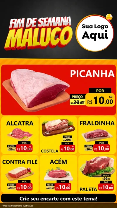 Modelo de Rede Social para Stories com o tema Final de Semana Maluco para Açougue