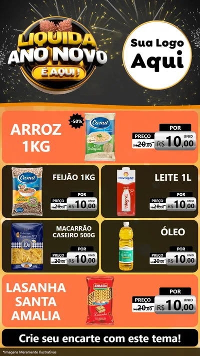 Modelo de TV para TV Vertical com o tema Liquida Ano Novo É Aqui! para Supermercado