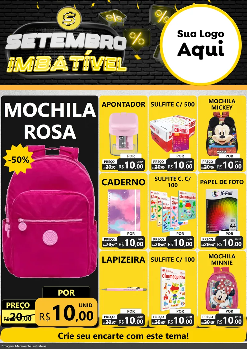 Modelo de Encarte para Encarte A4 Vertical com o tema Setembro Imbatível para Papelaria