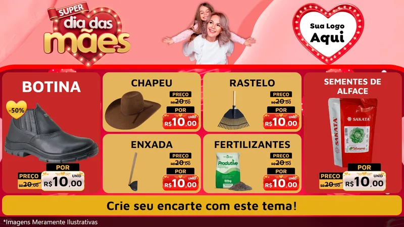 Modelo de TV para TV Horizontal com o tema Super Dia Das Mães para Agropecuária