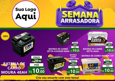 Modelo de Encarte para Encarte A4 Horizontal com o tema Semana Arrasadora para Baterias Elétricas