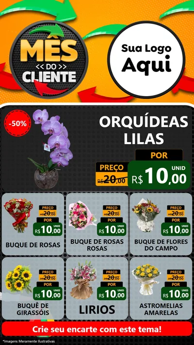 Modelo de Rede Social para Stories com o tema Mês do Cliente para Floricultura e jardim