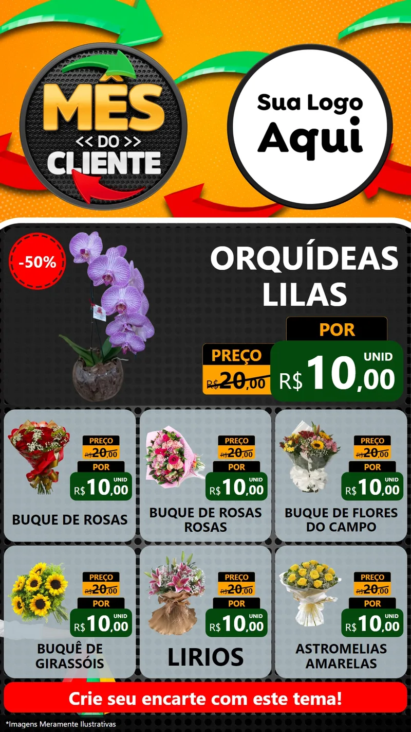 Modelo de Rede Social para Stories com o tema Mês do Cliente para Floricultura e jardim