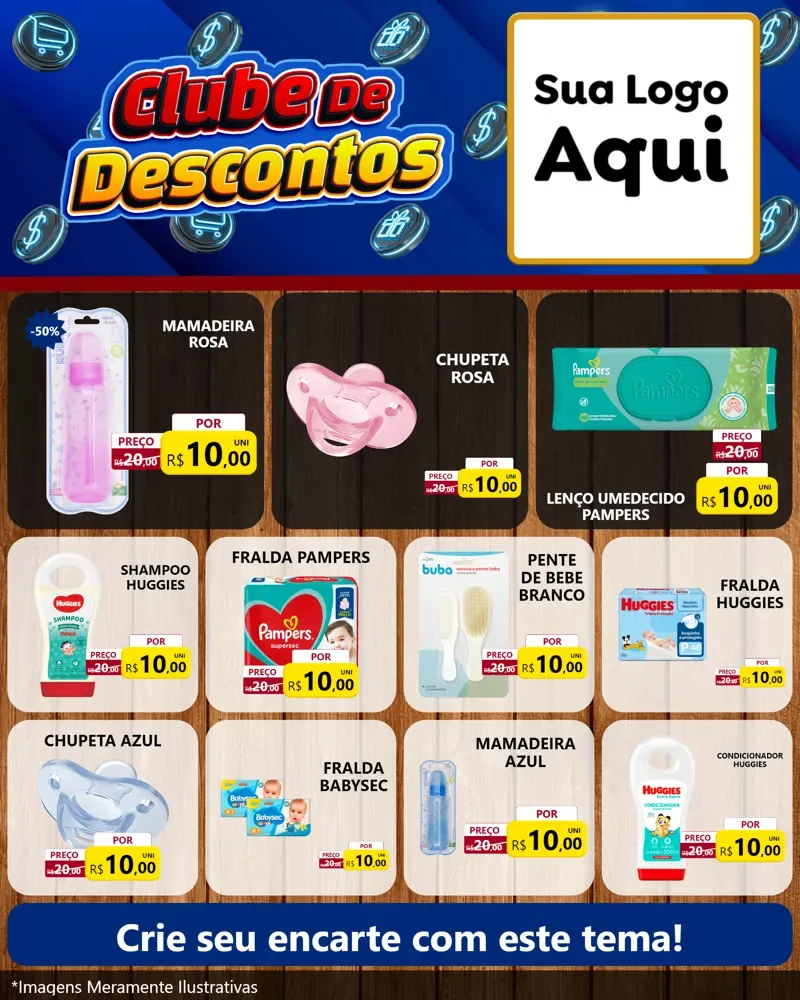 Modelo de Rede Social para Feed Instagram com o tema Clube de Descontos para Bebês