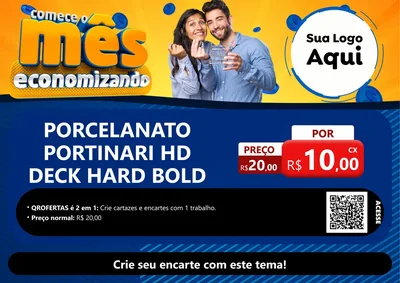 Modelo de Cartaz para Cartaz A4 Horizontal com o tema Comece O Mês Economizando para Pisos e revestimentos