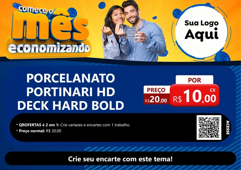 Modelo de Cartaz para Cartaz A4 Horizontal com o tema Comece O Mês Economizando para Pisos e revestimentos