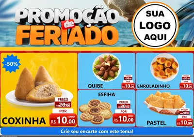 Modelo de Encarte para Encarte A4 Horizontal com o tema Promoção de Feriado para Salgadaria
