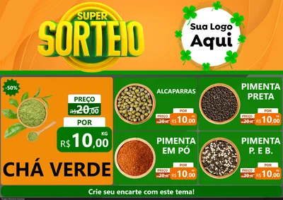 Modelo de Encarte para Encarte A4 Horizontal com o tema Super Sorteio para Produtos Naturais