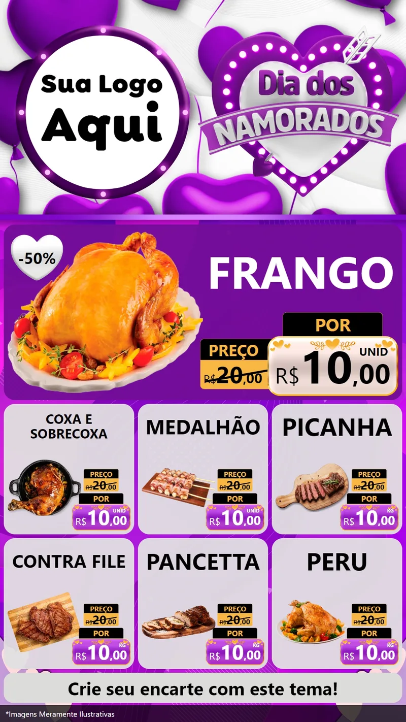 Modelo de Rede Social para Stories com o tema Dia dos Namorados para Assados