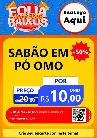 Modelo de Cartaz para Cartaz A4 Vertical com o tema Folia de Preços Baixos para Produtos de Limpeza