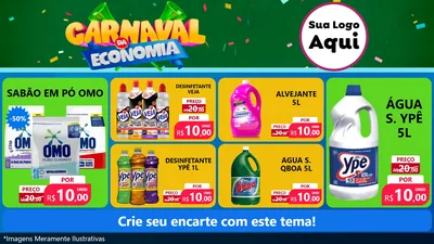 Modelo de TV para TV Horizontal com o tema Carnaval da Economia para Produtos de Limpeza