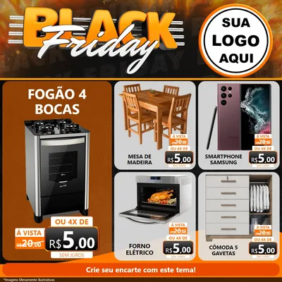 Modelo de Rede Social para Feed Facebook com o tema Black Friday para Móveis e Eletro