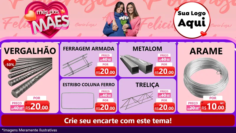 Modelo de TV para TV Horizontal com o tema Mês Das Mães para Ferragens