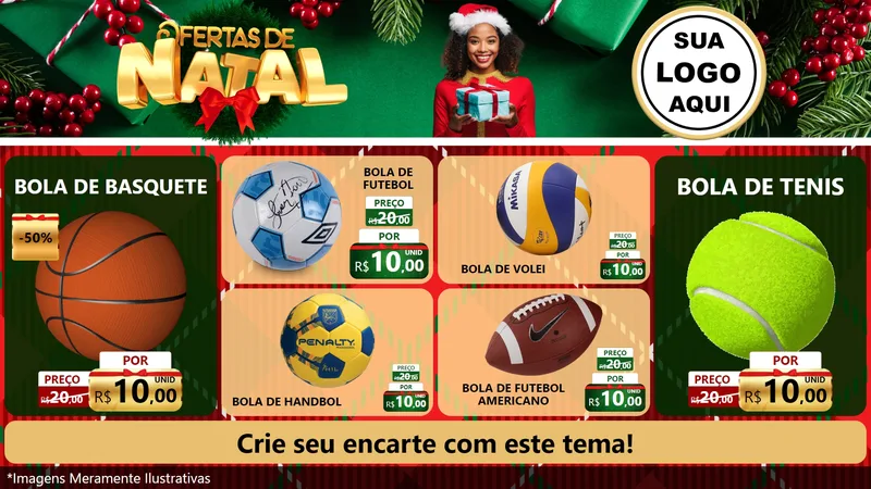 Modelo de TV para TV Horizontal com o tema Ofertas de Natal para Artigos Esportivos