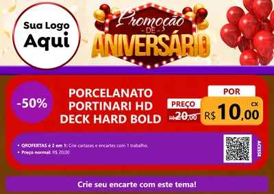 Modelo de Cartaz para Cartaz A4 Horizontal com o tema Promoção de Aniversário para Pisos e revestimentos