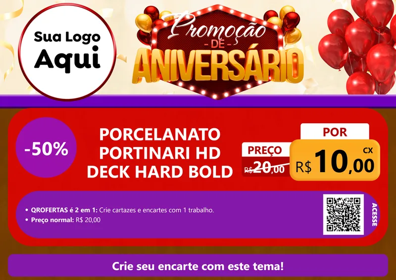Modelo de Cartaz para Cartaz A4 Horizontal com o tema Promoção de Aniversário para Pisos e revestimentos