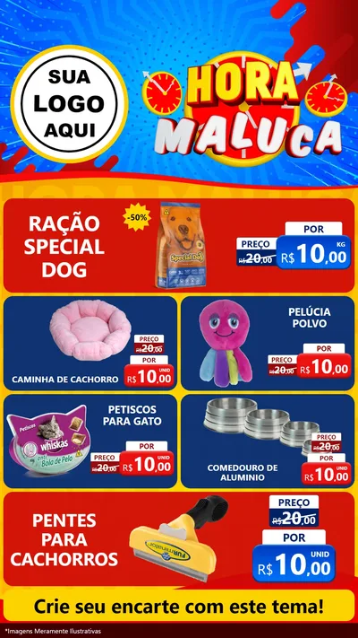 Modelo de TV para TV Vertical com o tema Hora Maluca para Pet Shop