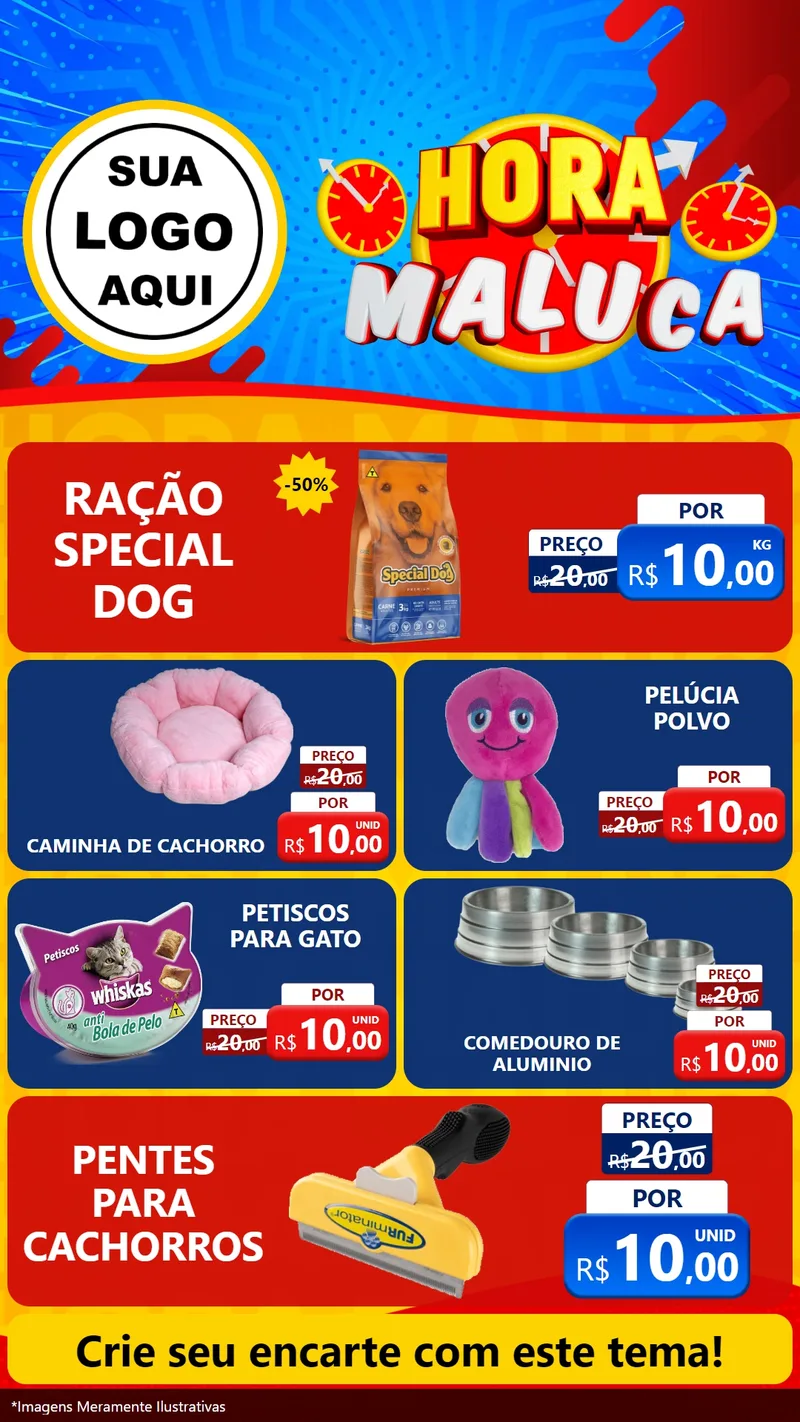 Modelo de TV para TV Vertical com o tema Hora Maluca para Pet Shop