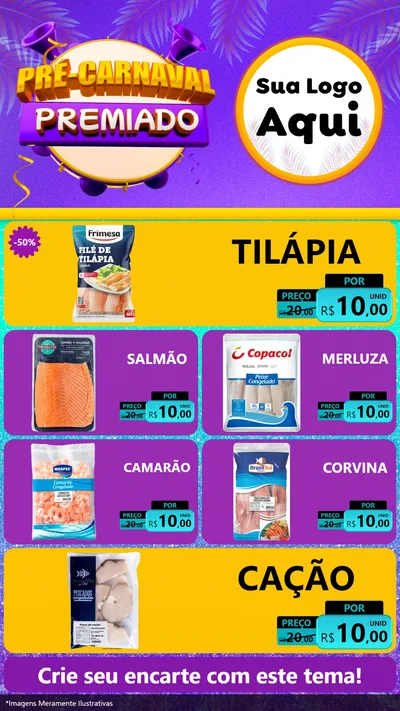 Modelo de TV para TV Vertical com o tema Pré-Carnaval Premiado para Peixaria