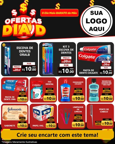 Modelo de Rede Social para Feed Instagram com o tema Ofertas Dia D para Higiene Pessoal