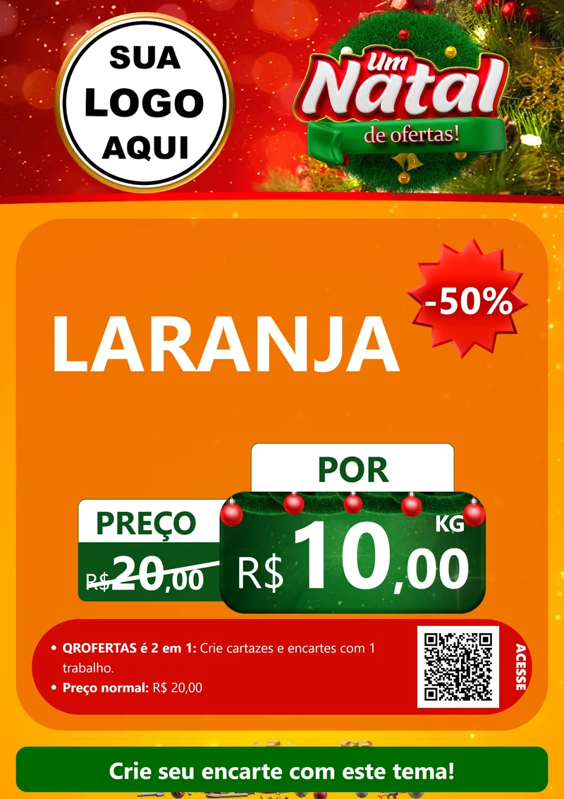 Modelo de Cartaz para Cartaz A4 Vertical com o tema Um Natal de Ofertas para Hortifrúti
