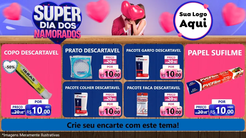 Modelo de TV para TV Horizontal com o tema Super Dia dos Namorados para Embalagens