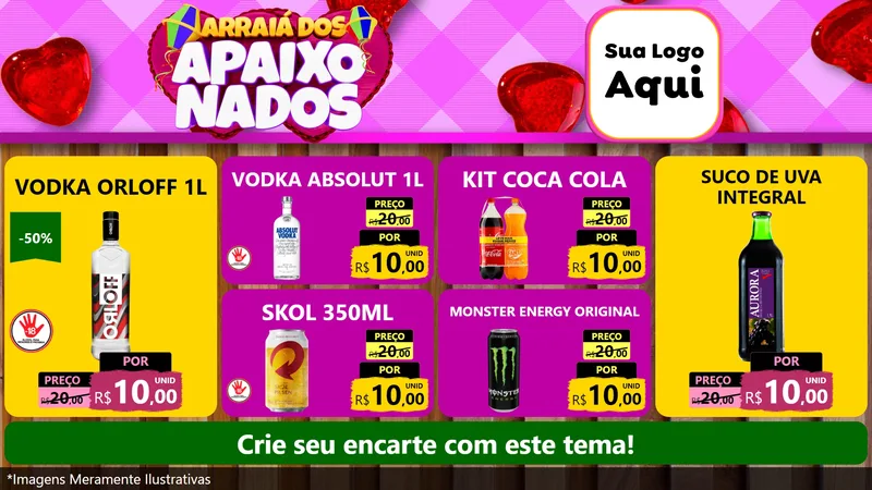 Modelo de TV para TV Horizontal com o tema Arraiá dos Apaixonados para Distribuidora de bebidas